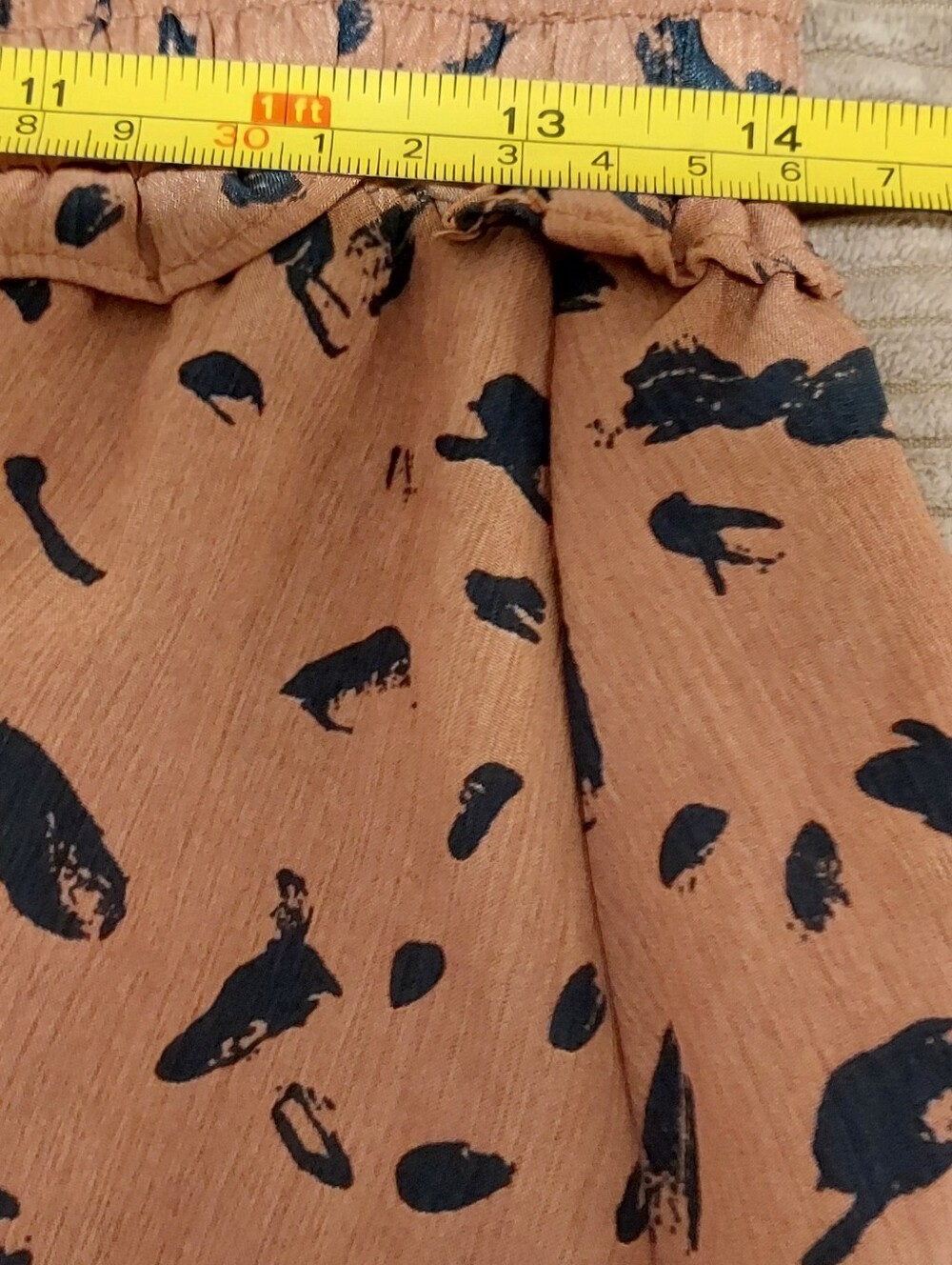 Entro Pleated Ruffle Mini Skirt Skort L Mariah Pull On Black Tan Animal Print - Picture 7 of 9